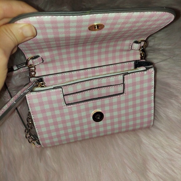 Steve Madden Pink Gingham Crossbody Bag - Picture 2 of 4